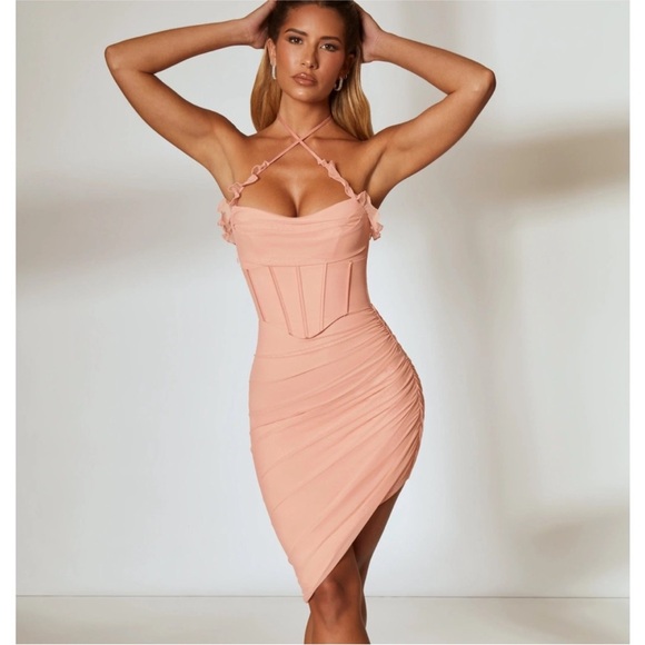 light pink oh polly rushed dress - Picture 3 of 6